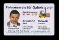 Ihr Staplerschein als Plastikkarte im Scheckkartenformat